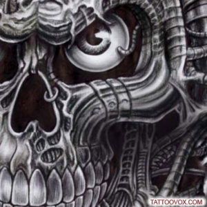 Biomechanical Skull Tattoo Design - TattooVox Professional Tattoo ...