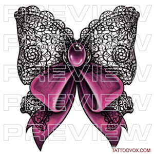 Realistic Purple Lace-Bow With Jewel tattoo design tattoovox-instant download