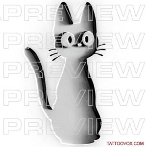 cute cat carved 3d style jiji tattoo design tattoovox instant download movie Kiki’s delivery service