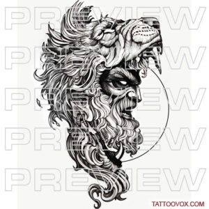 Hercules with lion head tattoo design tattoovox instant download mythology sketches