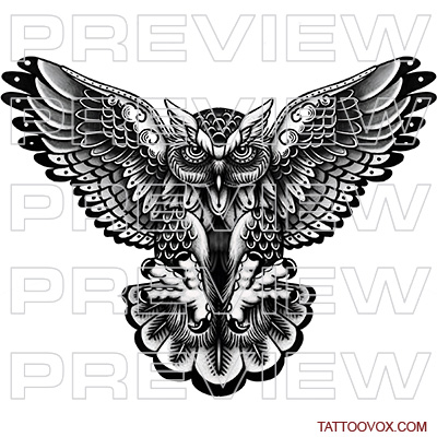 owl tattoo flash outlines