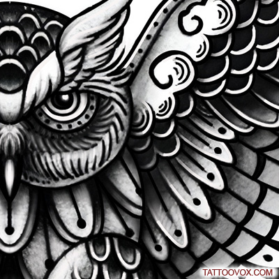 owl tattoo flash outlines