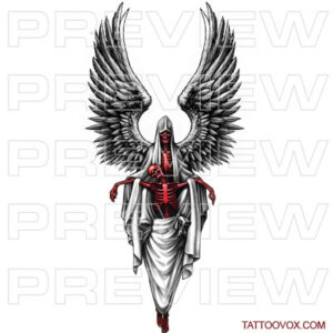 red skeleton angel of death tattoo design red ink tattoovox download