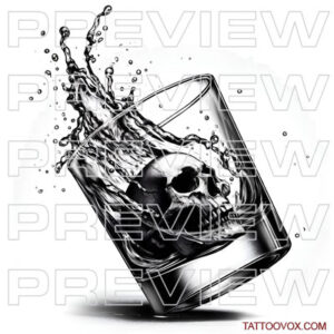 Skull in glass Tattoo Design tattoovox skethes instant download