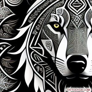 Tribal Wolf with Moon Tattoo Design - TattooVox Professional Tattoo ...